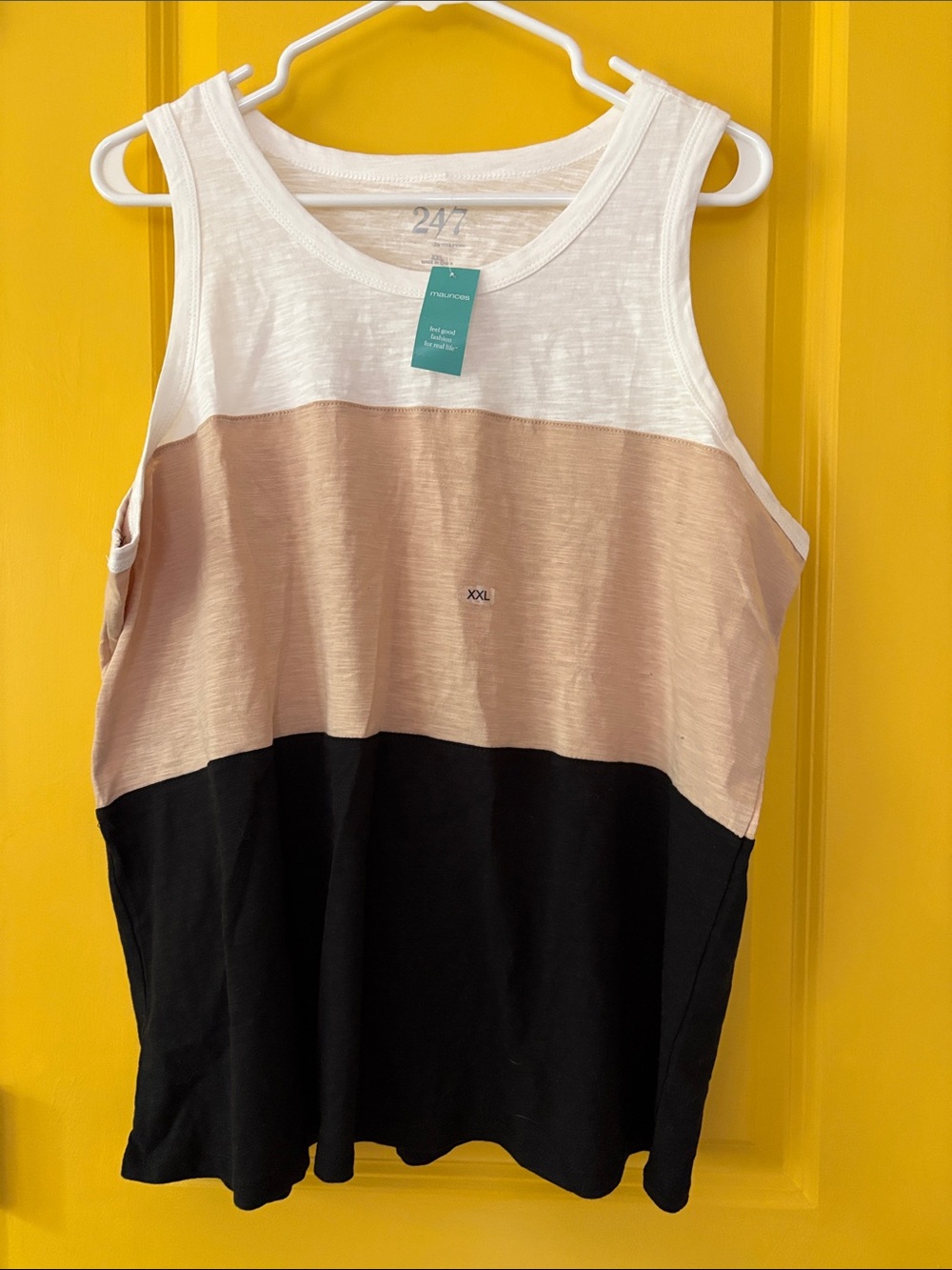 Maurices XXL NWT Colorblock Tank Top - White, TAN & Black